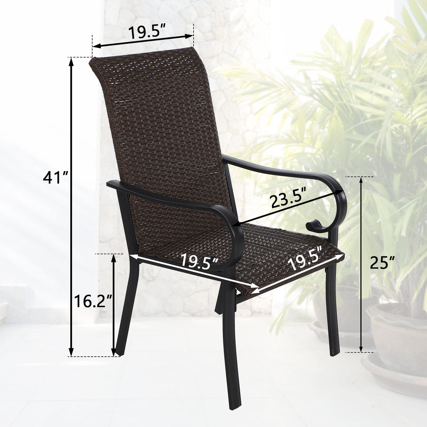 5-Piece Patio Dining Set with 4 Rattan Dining Chairs & Steel Square Table